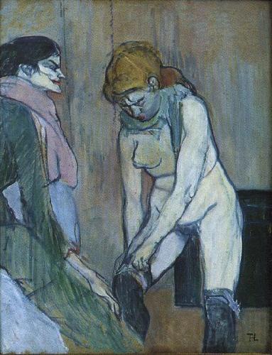 Henri  Toulouse-Lautrec Woman Pulling Up Her Stocking Norge oil painting art